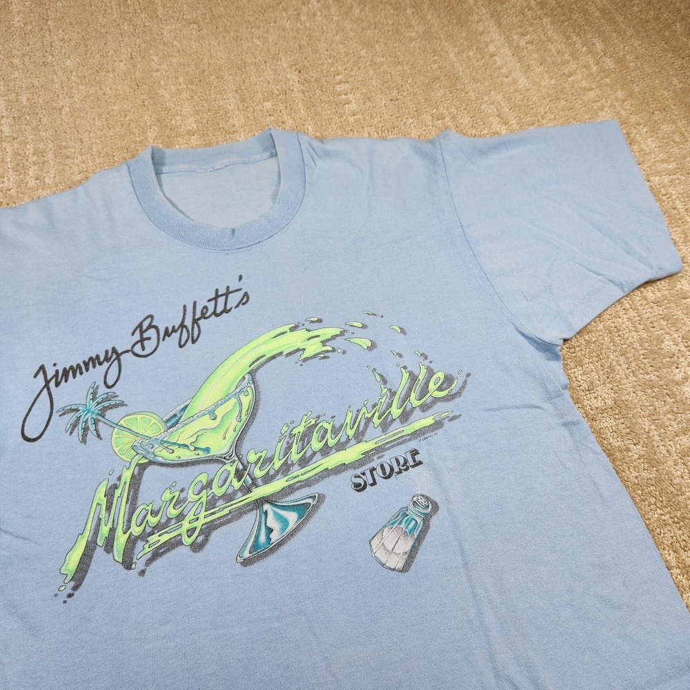 Vintage 80s Jimmy Buffet Shirt Men Medium Single Stitch Blue USA Made Country